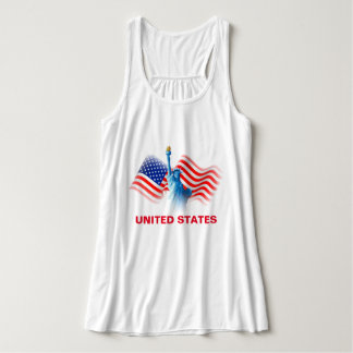 Watercolor United States Flag with Lady Liberty Pl Tank Top