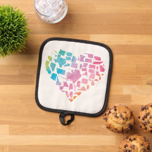 Watercolor United States Heart Pot Holder