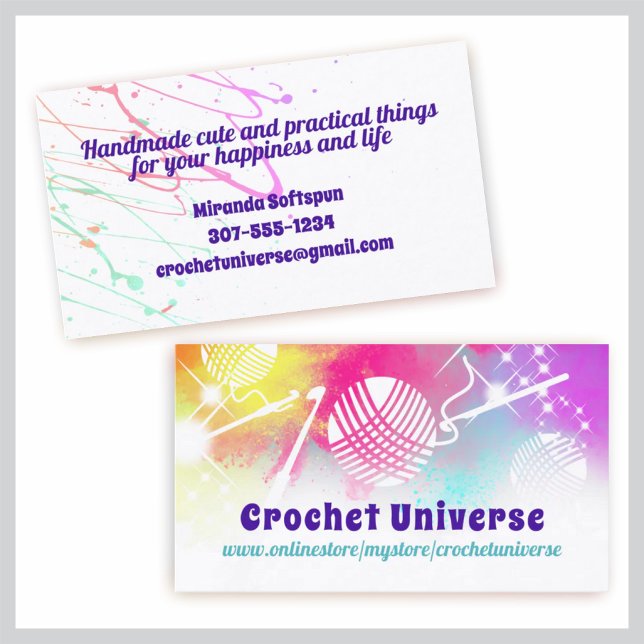 Watercolor universe yarn crochet hooks business card (Creator Uploaded)