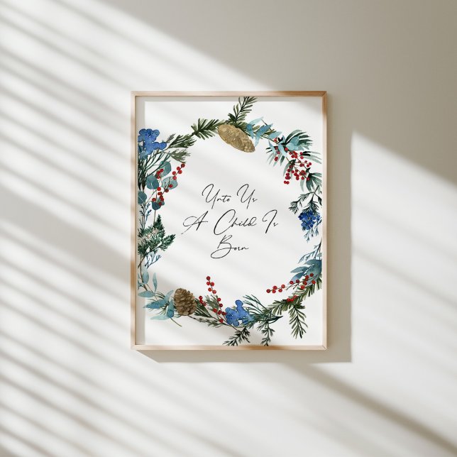 Watercolor unto us a child is born poster (Creator Uploaded)