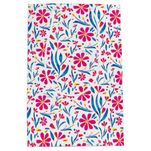Watercolor Uplifting Floral Pattern Medium Gift Bag