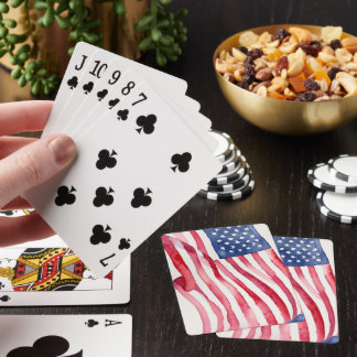 Watercolor US Flag Poker Cards