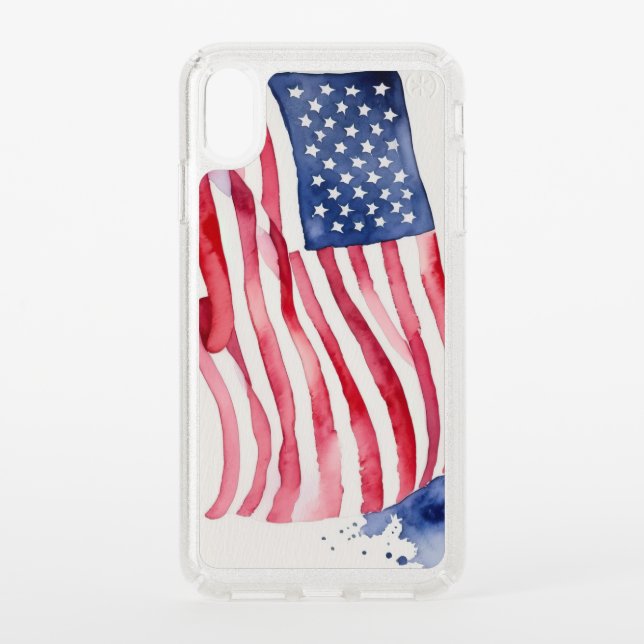 Watercolor US Flag Speck iPhone XS Max Case (Front)