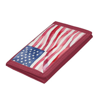 Watercolor US Flag Tri-fold Wallet