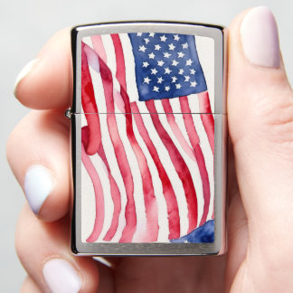Watercolor US Flag Zippo Lighter
