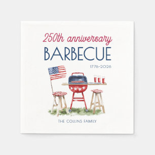 Watercolor USA 250th Anniversary Barbecue Party Napkins
