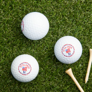 Watercolor USA Flag Party 1776 Wh Blue Red Check Golf Balls