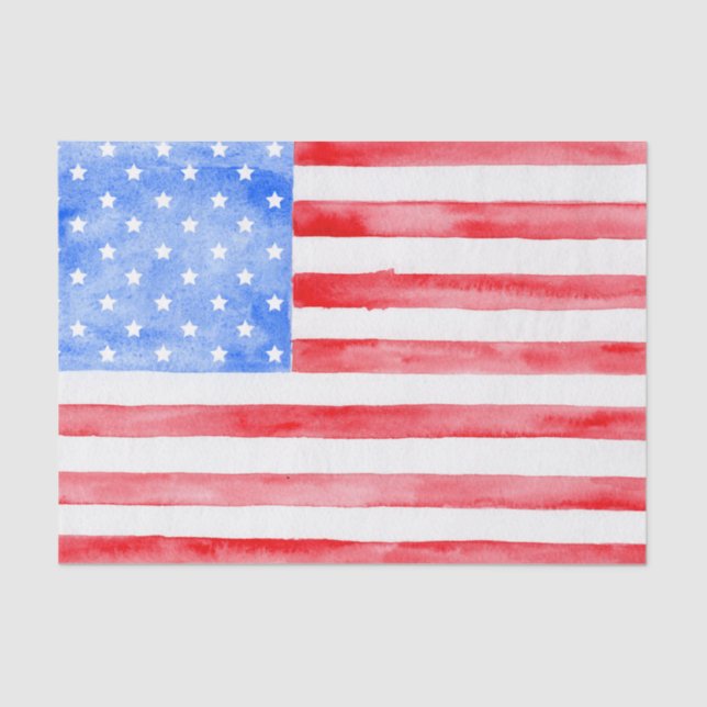 Watercolor USA Flag Tissue Paper (Front)