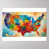 USA Map Poster
