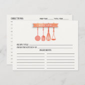 Watercolor Utensils Bridal Shower Recipe Cards (Front/Back)