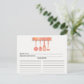Watercolor Utensils Bridal Shower Recipe Cards (Standing Front)