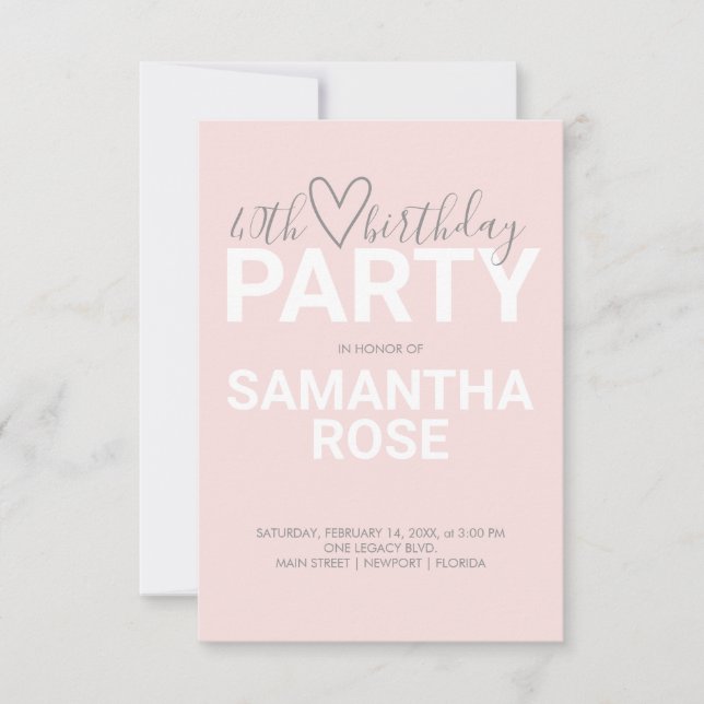 Watercolor Valentine 40th Birthday Party (Front)