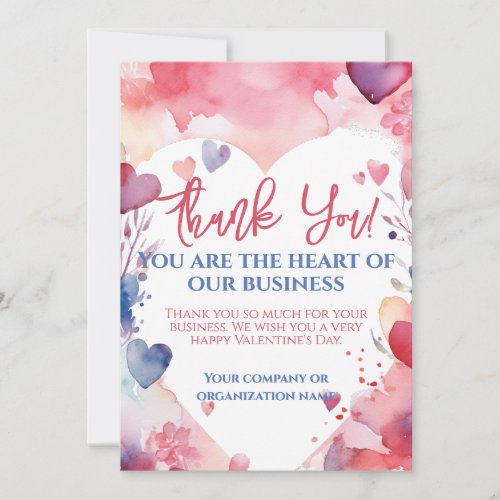 Watercolor Valentine Customer Appreciation Thank You Card