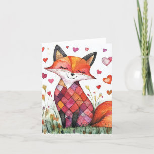Watercolor Valentine Fox Card