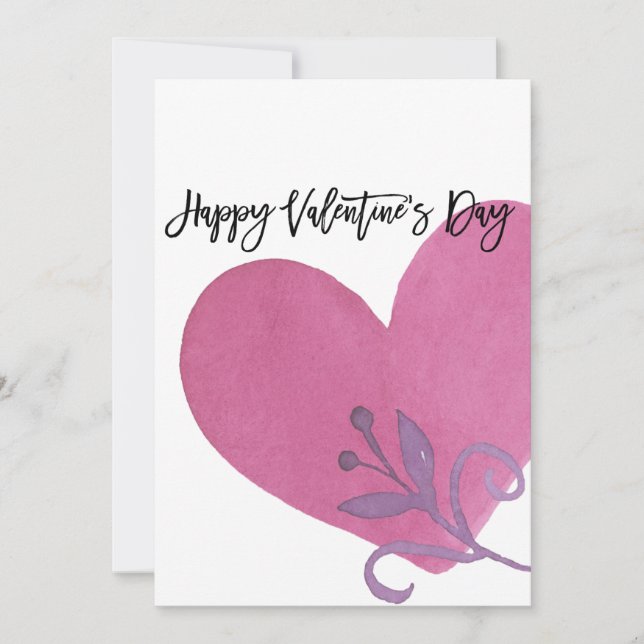 Watercolor Valentine’s Day card personalized (Front)