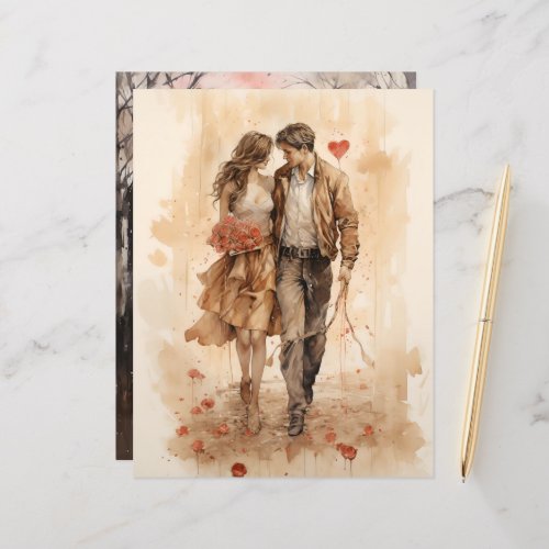 Watercolor Valentine’s Walk Paper Craft Cardstock