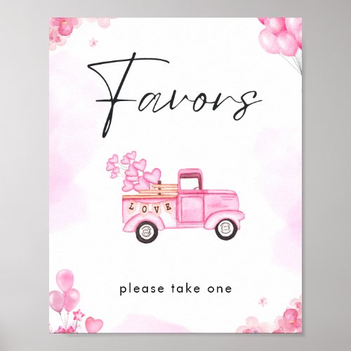 Watercolor Valentines Baby Shower Favors Sign