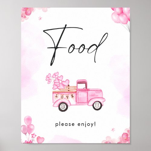 Watercolor Valentines Baby Shower Food Sign
