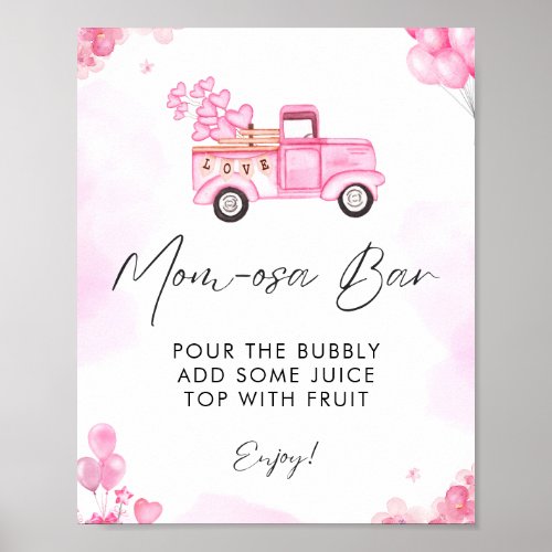 Watercolor Valentines Baby Shower Mom_osa Bar  Poster