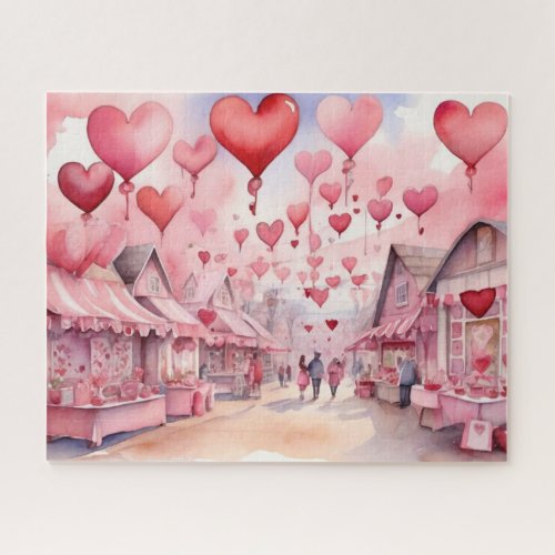 Watercolor Valentines Day Fair Jigsaw Puzzle