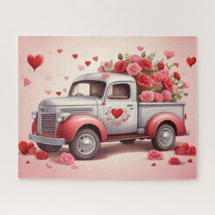 Watercolor Valentine's Day Heart Truck Jigsaw Puzzle