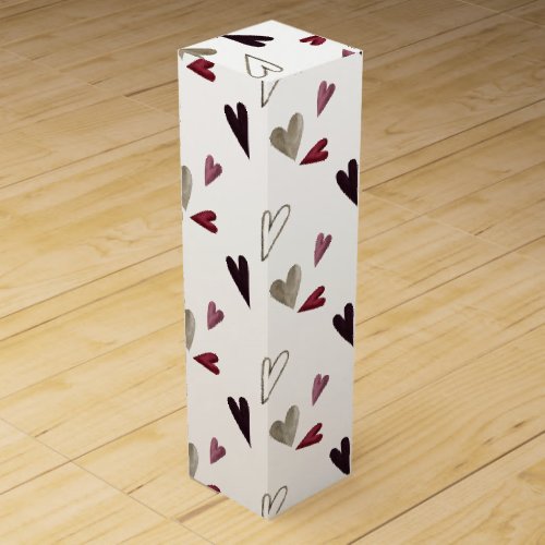 Watercolor Valentines Day Hearts Wine Box
