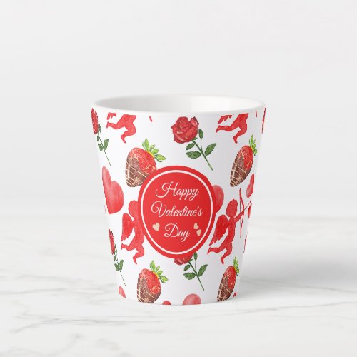 Watercolor Valentines Day Pattern Latte Mug