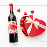 Watercolor Valentine's Day Pattern Wine Label
