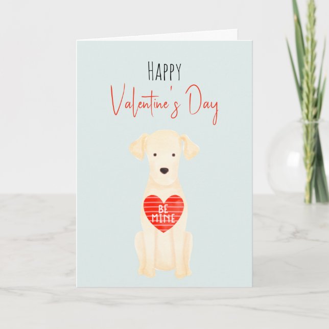 Watercolor Valentines Dog Love Holiday Card (Front)