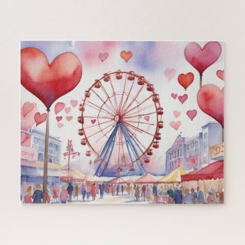 Watercolor Valentines Fair Jigsaw Puzzle