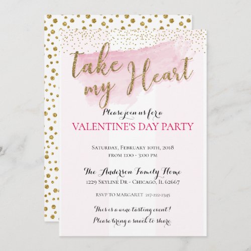 Watercolor Valentines Party Invitations