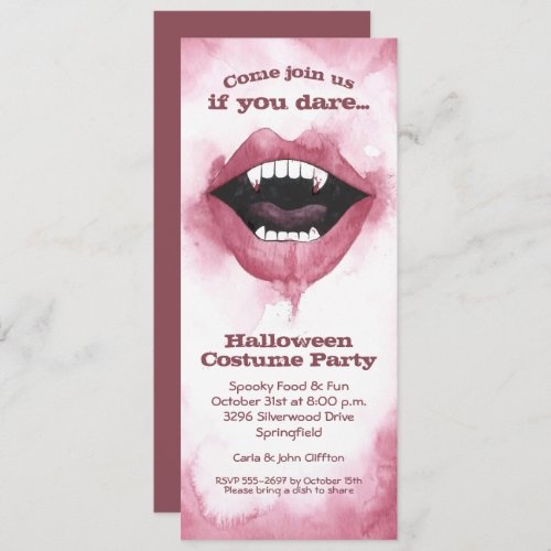 Watercolor Vampire Smile Halloween Invitations