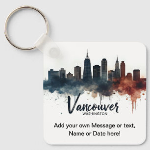 Watercolor Vancouver Washington State skyline Keychain