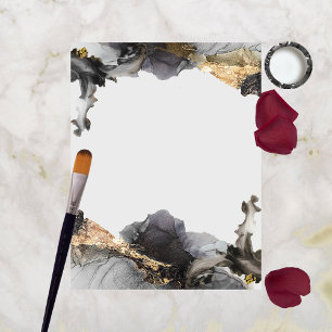 Watercolor Vanessa Black and White Scrapbook Paper