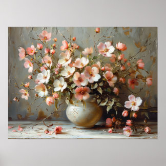 Watercolor vase with flowers poster