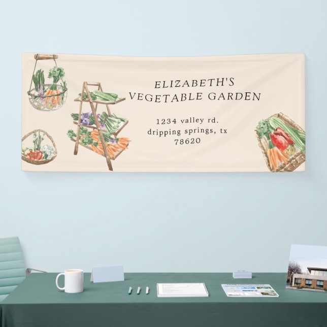 Watercolor Vegetable Farm Farmers Market Banner (Tradeshow)