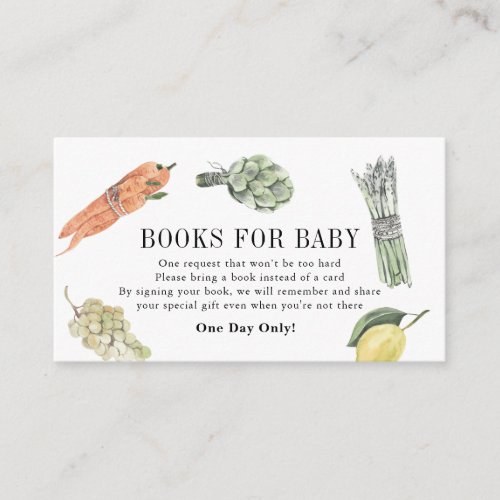 Watercolor Vegetable Farmers Market Books for Baby Enclosure Card