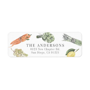 Watercolor Vegetable & Fruits Return Address Label