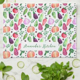 Watercolor Vegetable Garden Pattern Apron Kitchen Towel