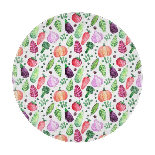 Watercolor Vegetable Garden Pattern  Cutting Board (Front)