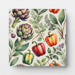 Watercolor Vegetable Garden Pattern Plaque