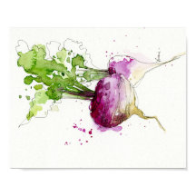 Watercolor Vegetable kitchen art, Turnip