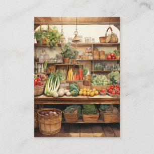 Watercolor Vegetable Store Background Business Card