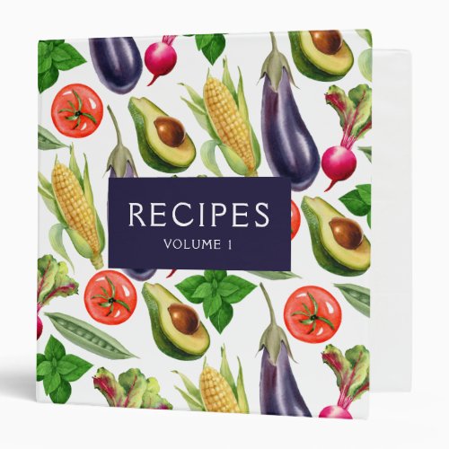 Watercolor Vegetables Family Recipes Binder