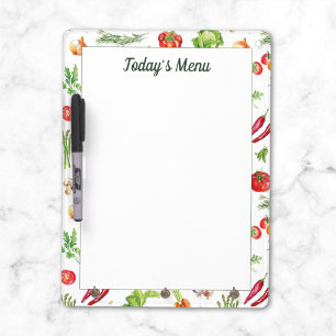 Watercolor Vegetables Meal Planning Menu Dry Erase Board