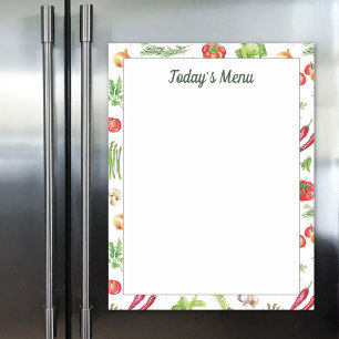 Watercolor Vegetables Meal Planning Menu Magnetic Dry Erase Sheet