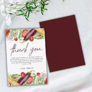 Watercolor Vegetables Neutral Gender Baby Shower Thank You Card