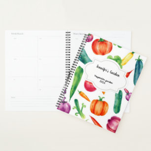 Watercolor vegetables pattern personal garden planner