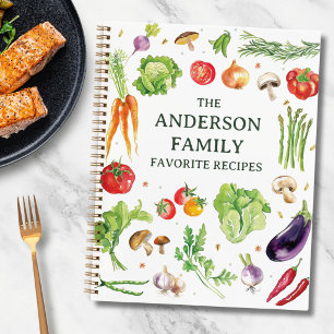 Watercolor Vegetables Personalized Family Recipe Notebook