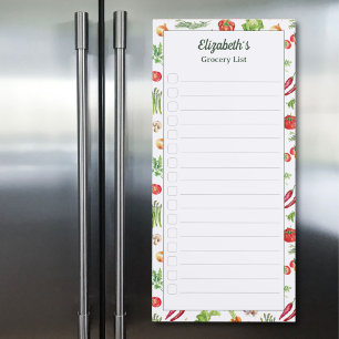 Watercolor Vegetables Personalized Grocery List Magnetic Notepad